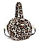 ROUND LEOPARD PRINT BUCKLE WRIST HANDLE MEDIUM SATCHEL