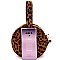 ROUND LEOPARD PRINT BUCKLE WRIST HANDLE MEDIUM SATCHEL
