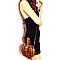 ROUND LEOPARD PRINT BUCKLE WRIST HANDLE MEDIUM SATCHEL