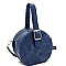 ROUND BUCKLE WRIST HANDLE ACCENT SATCHEL