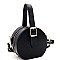 ROUND BUCKLE WRIST HANDLE ACCENT SATCHEL