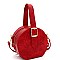 ROUND BUCKLE WRIST HANDLE ACCENT SATCHEL