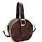 ROUND BUCKLE WRIST HANDLE ACCENT SATCHEL