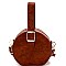 ROUND BUCKLE WRIST HANDLE ACCENT SATCHEL