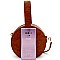 ROUND BUCKLE WRIST HANDLE ACCENT SATCHEL