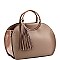 CROCODILE TRIM TASSEL ACCENT SATCHEL