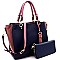 Color Block 3-Compartment Satchel Wallet SET MH-DB7139W