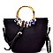 Bamboo Handle Scarf Accent Satchel Wallet SET