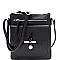 Multi-Pocket Ostrich Print Knot Accent Cross Body