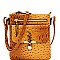 Multi-Pocket Ostrich Print Knot Accent Cross Body