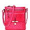 Multi-Pocket Ostrich Print Knot Accent Cross Body