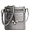 Multi-Pocket Ostrich Print Knot Accent Cross Body