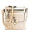 Multi-Pocket Ostrich Print Knot Accent Cross Body