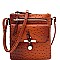 Multi-Pocket Ostrich Print Knot Accent Cross Body