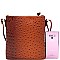 Multi-Pocket Ostrich Print Knot Accent Cross Body