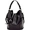 2 in 1 Ostrich Embossed Side Pocket Tall Hobo