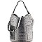 2 in 1 Ostrich Embossed Side Pocket Tall Hobo