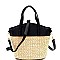 Trendy Woven Straw Medium Bucket Satchel Shoulder Bag MH-FC19479