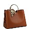SNAKE PRINT SIDE LEOPARD PRINT SCARF ACCENT SATCHEL