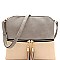 2Tone Mid-Zip Tasseled Crossbody Bag