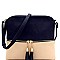 2Tone Mid-Zip Tasseled Crossbody Bag