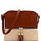2Tone Mid-Zip Tasseled Crossbody Bag