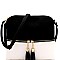 2Tone Mid-Zip Tasseled Crossbody Bag
