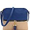 2Tone Mid-Zip Tasseled Crossbody Bag