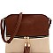 2Tone Mid-Zip Tasseled Crossbody Bag