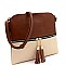 2Tone Mid-Zip Tasseled Crossbody Bag