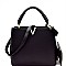 V-Shaped Hardware Accent 2 in 1 Satchel Wristlet SET MH-HY4083S