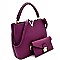 V-Shaped Hardware Accent 2 in 1 Satchel Wristlet SET MH-HY4083S