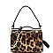 2-Way Leopard Print Patent Frame Medium Satchel
