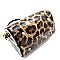 2-Way Leopard Print Patent Frame Medium Satchel