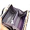 2-Way Leopard Print Patent Frame Medium Satchel