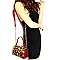 2-Way Leopard Print Patent Frame Medium Satchel