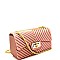 2-Way Chevron Embossed Jelly Small Turn-Lock Shoulder Bag