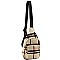 CHECKERED LINEN CROSS BODY SLING BAG