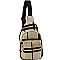 CHECKERED LINEN CROSS BODY SLING BAG