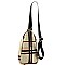 CHECKERED LINEN CROSS BODY SLING BAG