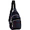 CHECKERED LINEN CROSS BODY SLING BAG