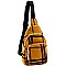 CHECKERED LINEN CROSS BODY SLING BAG