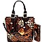 PATCHWORK ANIMAL PRINT SATCHEL WALLET SET