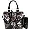 PATCHWORK ANIMAL PRINT SATCHEL WALLET SET