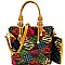 PATCHWORK ANIMAL PRINT SATCHEL WALLET SET