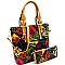 PATCHWORK ANIMAL PRINT SATCHEL WALLET SET