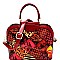 ANIMAL PRINT PATENT PATCHWORK DOME SATCHEL