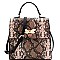 SNAKE PRINT RHINESTONE BEE CHARM FLAP SATCHEL