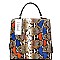 SNAKE PRINT RHINESTONE BEE CHARM FLAP SATCHEL