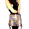 SNAKE PRINT RHINESTONE BEE CHARM FLAP SATCHEL
